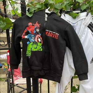 Marvel Black Zip-Up Hoodie with Superhero Design